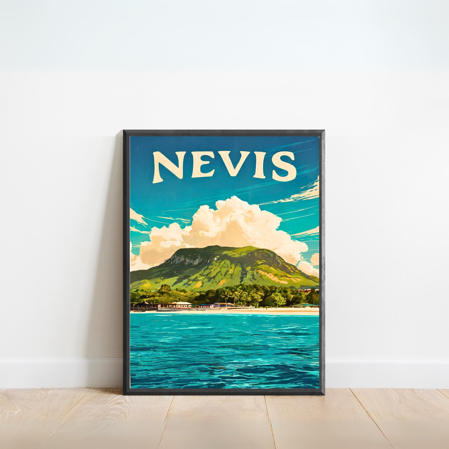 Nevis Vintage Travel Poster - Captivating Island life in Caribbean