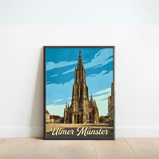 Ulmer Münster Vintage Travel Poster - Crown of Baden-Württemberg