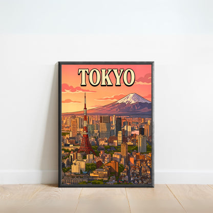 Tokyo Vintage Travel Poster - Mesmerizing Sky