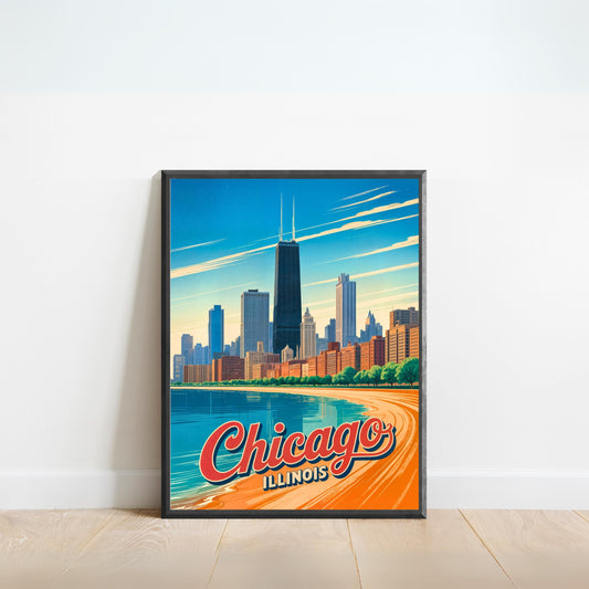 Chicago Vintage Travel Poster - City of Big Shoulders