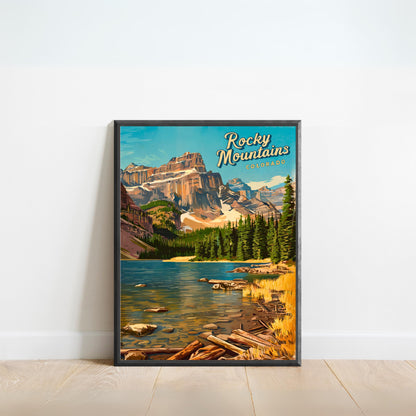 Rocky Mountains Vintage Travel Poster