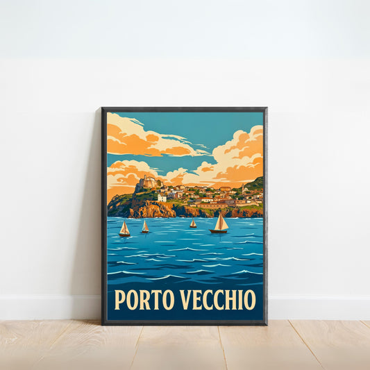 Porto Vecchio Vintage Travel Poster - The Heart of Capraia