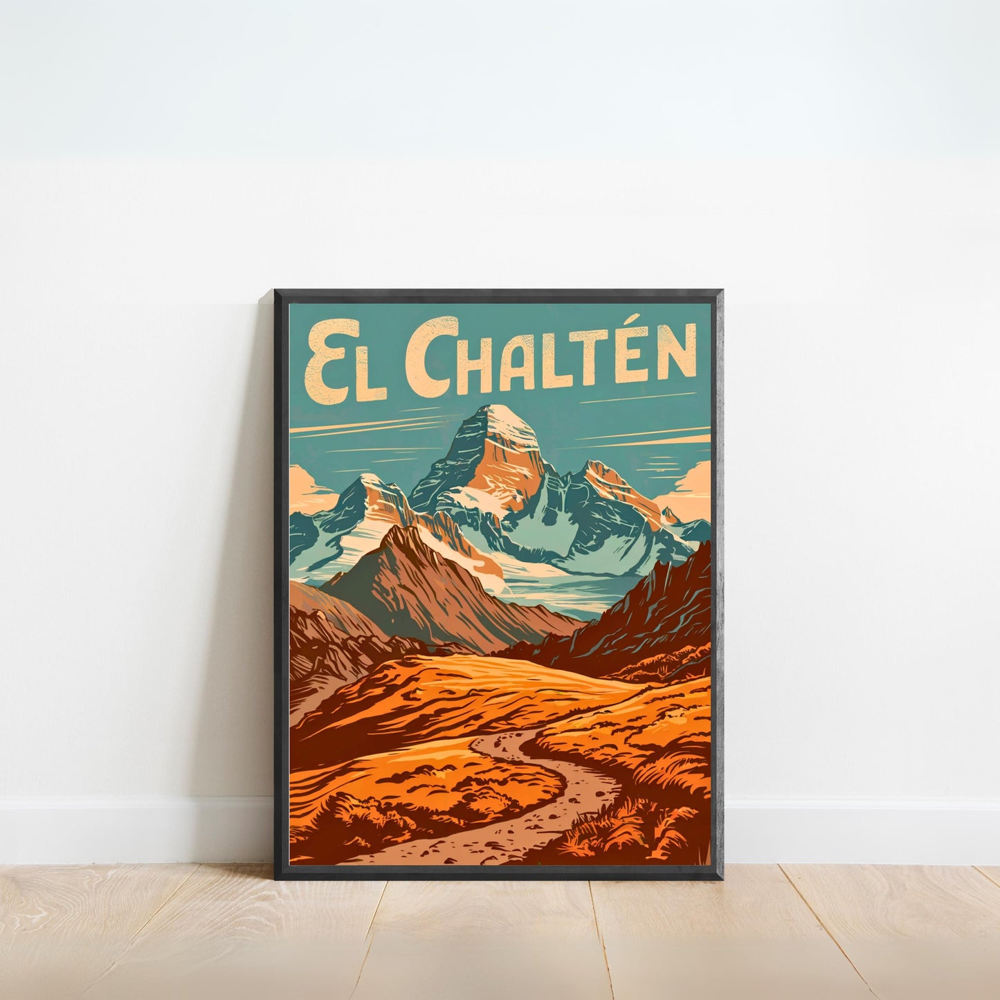 El Chaltén Travel Poster - Stunning Hiking Mountains Peak View