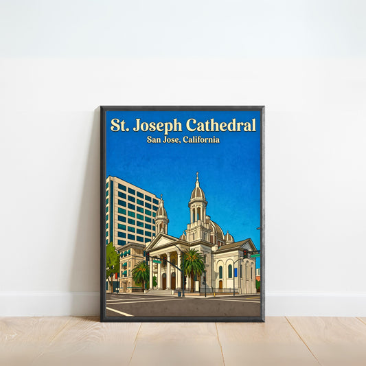 St. Joseph Cathedral Basilica Vintage Travel Poster -  California
