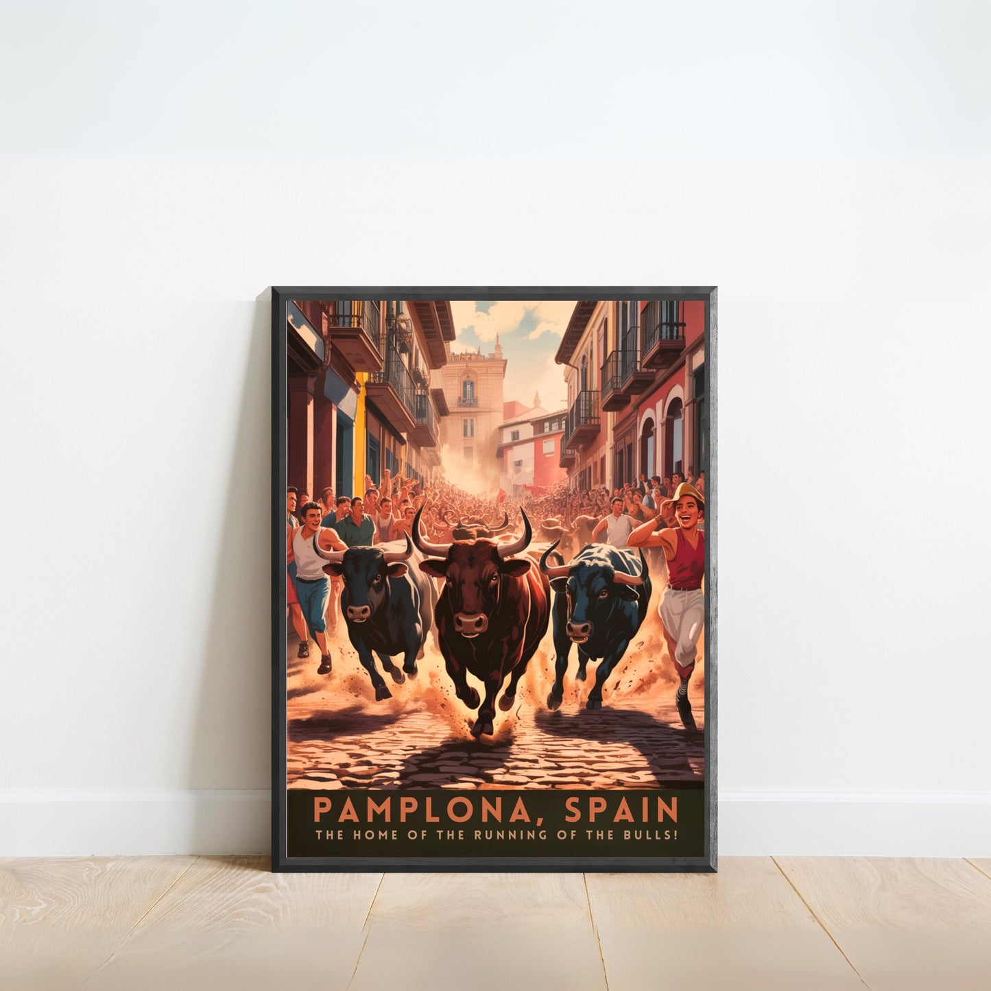 Pamplona Vintage Travel Poster - Historical Street