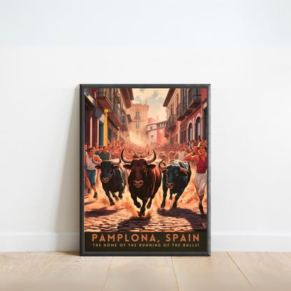 Pamplona Vintage Travel Poster - Historical Street