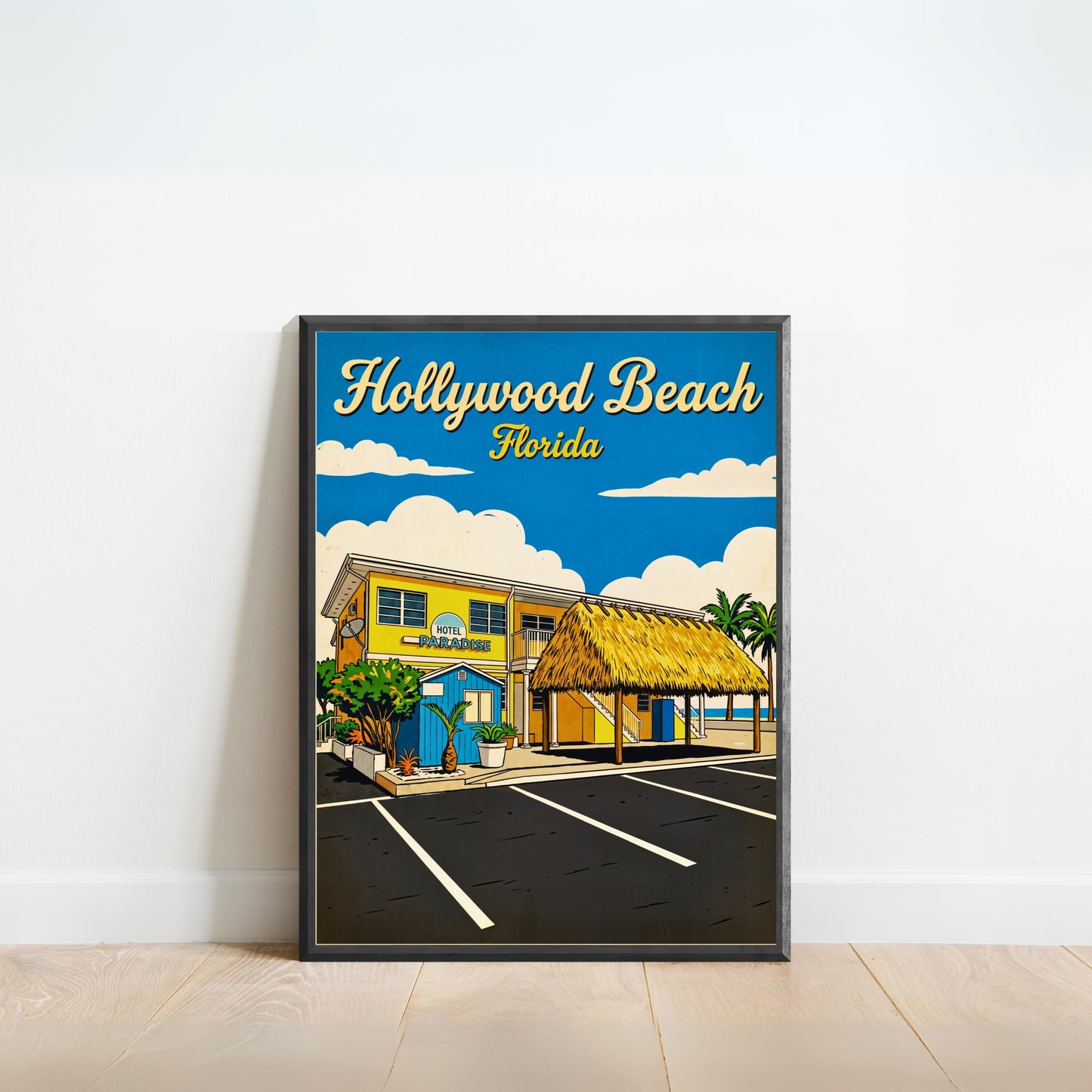 Hollywood Beach Vintage Travel Poster - Hotel Paradise by the Sea