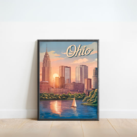 Ohio Vintage Travel Poster - City of Steel and Shorelines