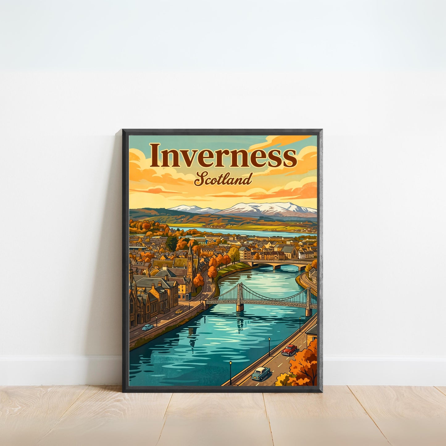 Inverness Vintage Travel Poster - Bridges and City
