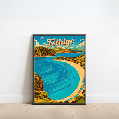 Fethiye Vintage Travel Poster - Turkey Ölüdeniz