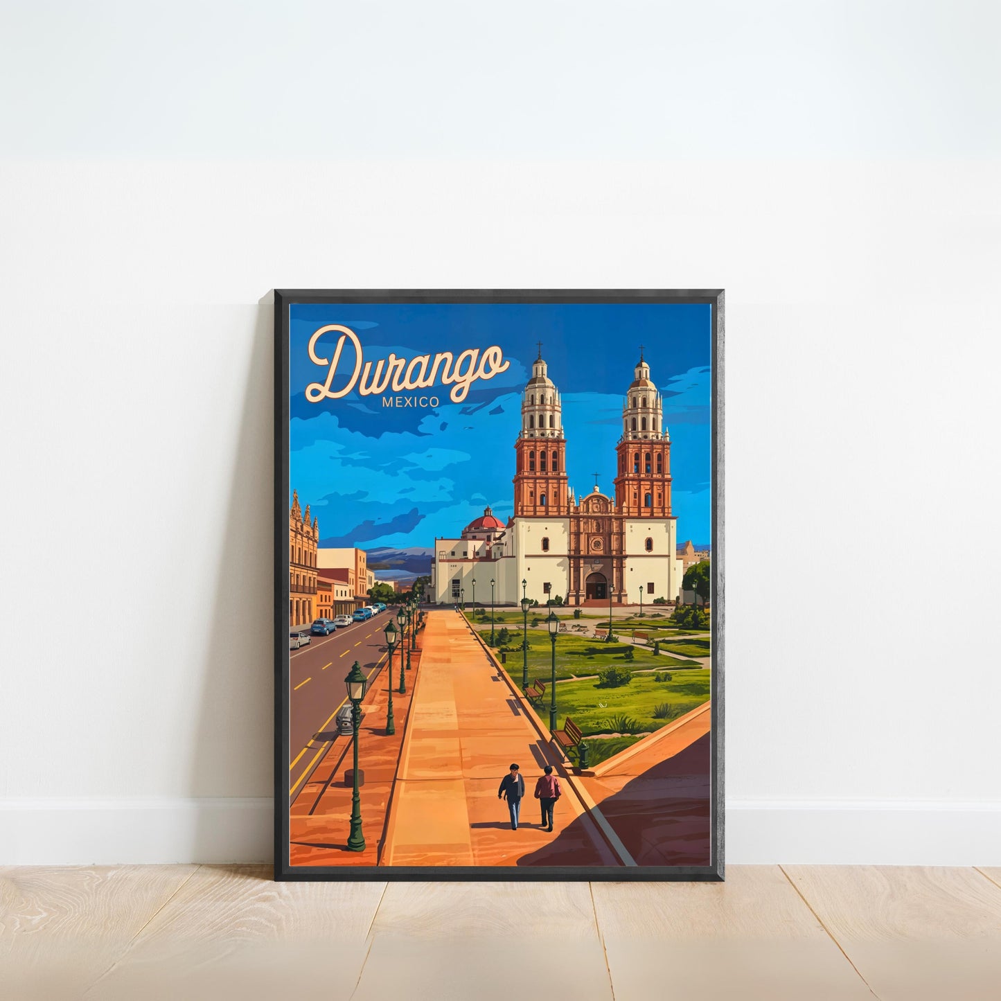 Durango, Mexico Vintage Travel Poster - City of Towers and Faith