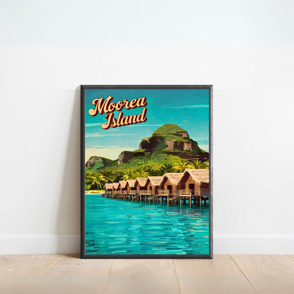 Moorea Island Vintage Travel Poster - Paradise in Polynesia