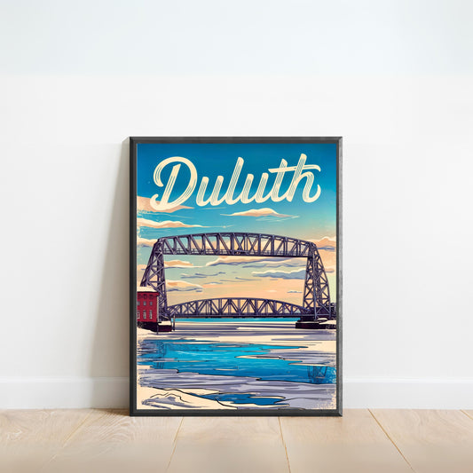 Duluth Vintage Travel Poster - Captivating Bridge Minnesota