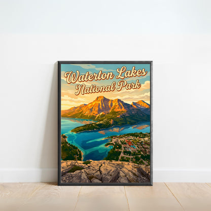 Waterton Lakes National Park Vintage Travel Poster