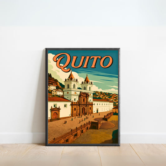 Quito Vintage Travel Poster - San Francisco Plaza