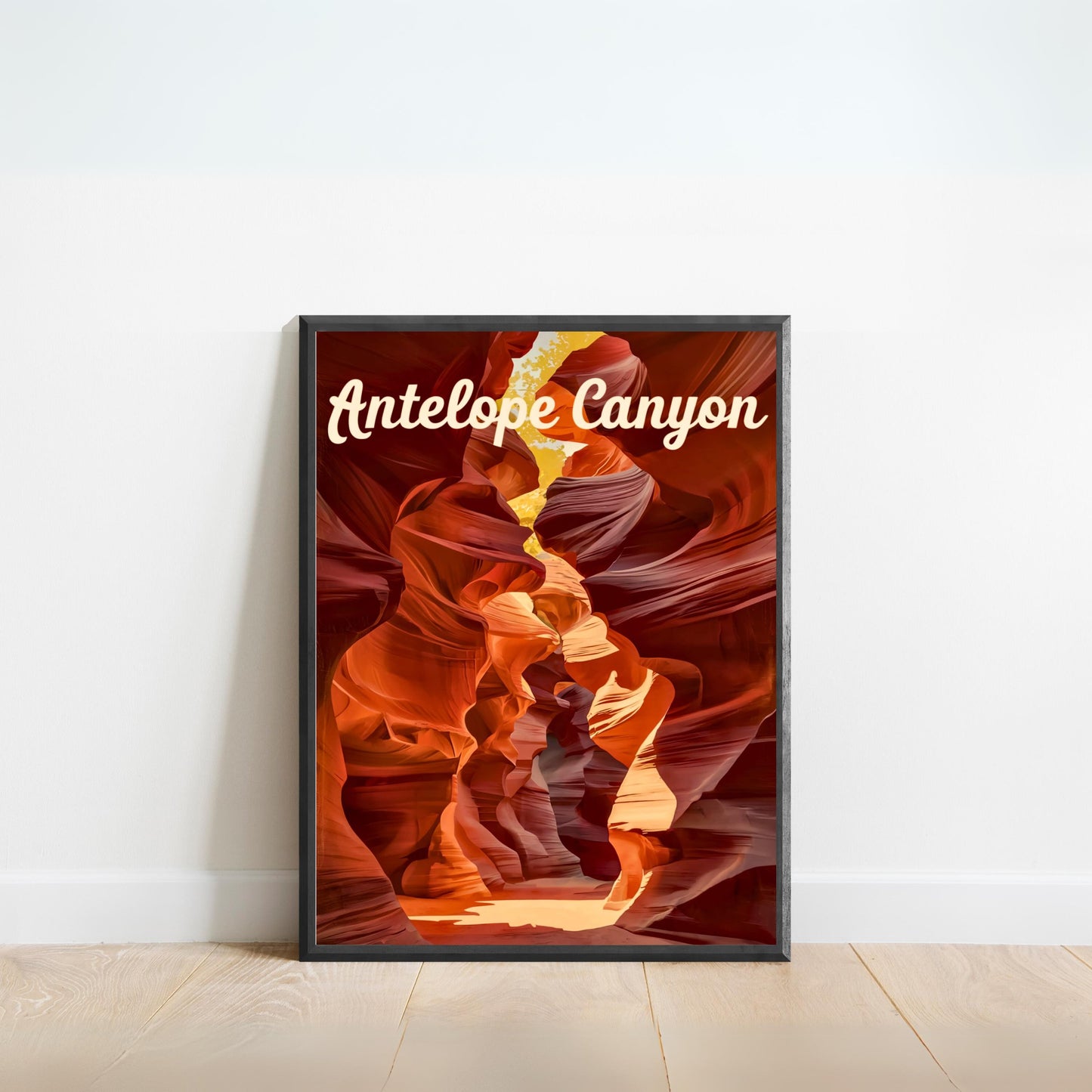 Antelope Canyon Vintage Travel Poster - Majestic Red Sandstone and Sunlight Play