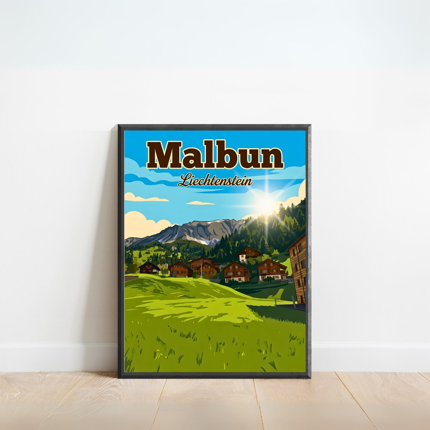 Malbun Vintage Travel Poster - Alpine Village Bliss