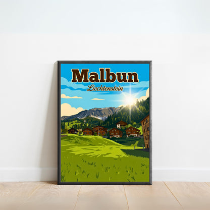 Malbun Vintage Travel Poster - Alpine Village Bliss