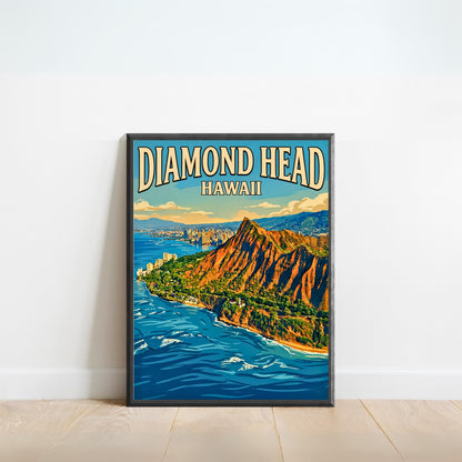 Diamond Head Vintage Travel Poster - Hawaii