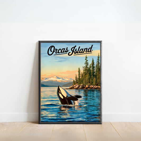 Orcas Island Vintage Travel Poster -  Wild Waters of the San Juans
