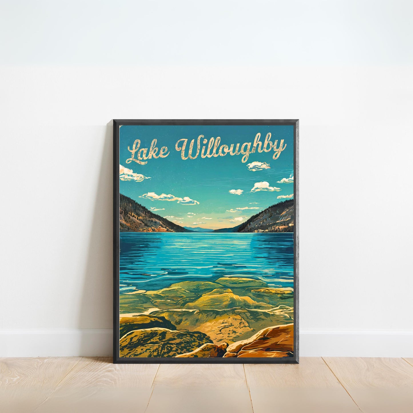 Lake Willoughby Vintage Travel Poster - Tranquil Crystal Water in Vermont