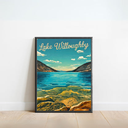 Lake Willoughby Vintage Travel Poster - Tranquil Crystal Water in Vermont