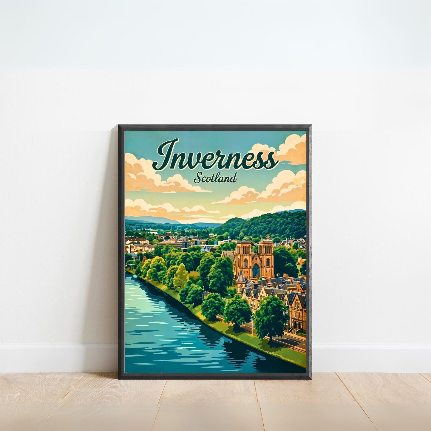 Inverness Vintage Travel Poster - Riverside Scotland