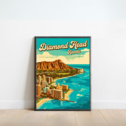 Diamond Head Vintage Travel Poster - Horizon