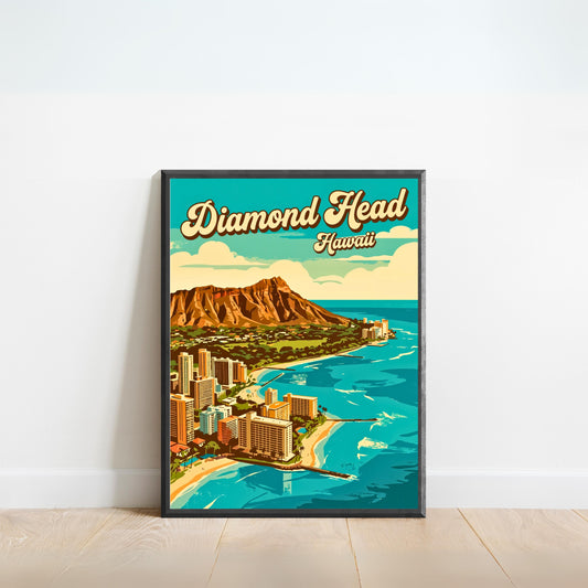 Diamond Head Vintage Travel Poster - Horizon