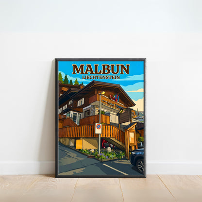 Malbun Vintage Travel Poster - Charming Hotel