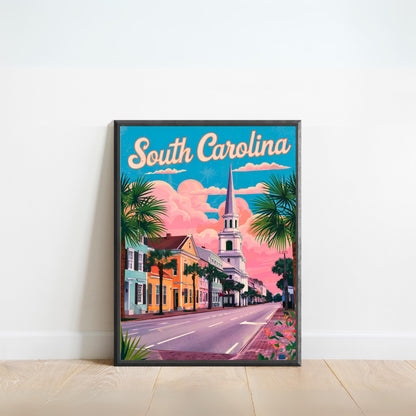South Carolina Vintage Travel Poster  - Timeless Charleston