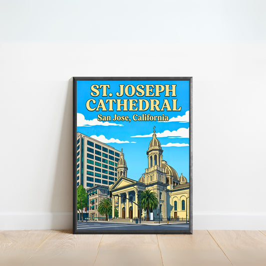St. Joseph CathedralVintage Travel Poster -  Timeless Faith in San Jose