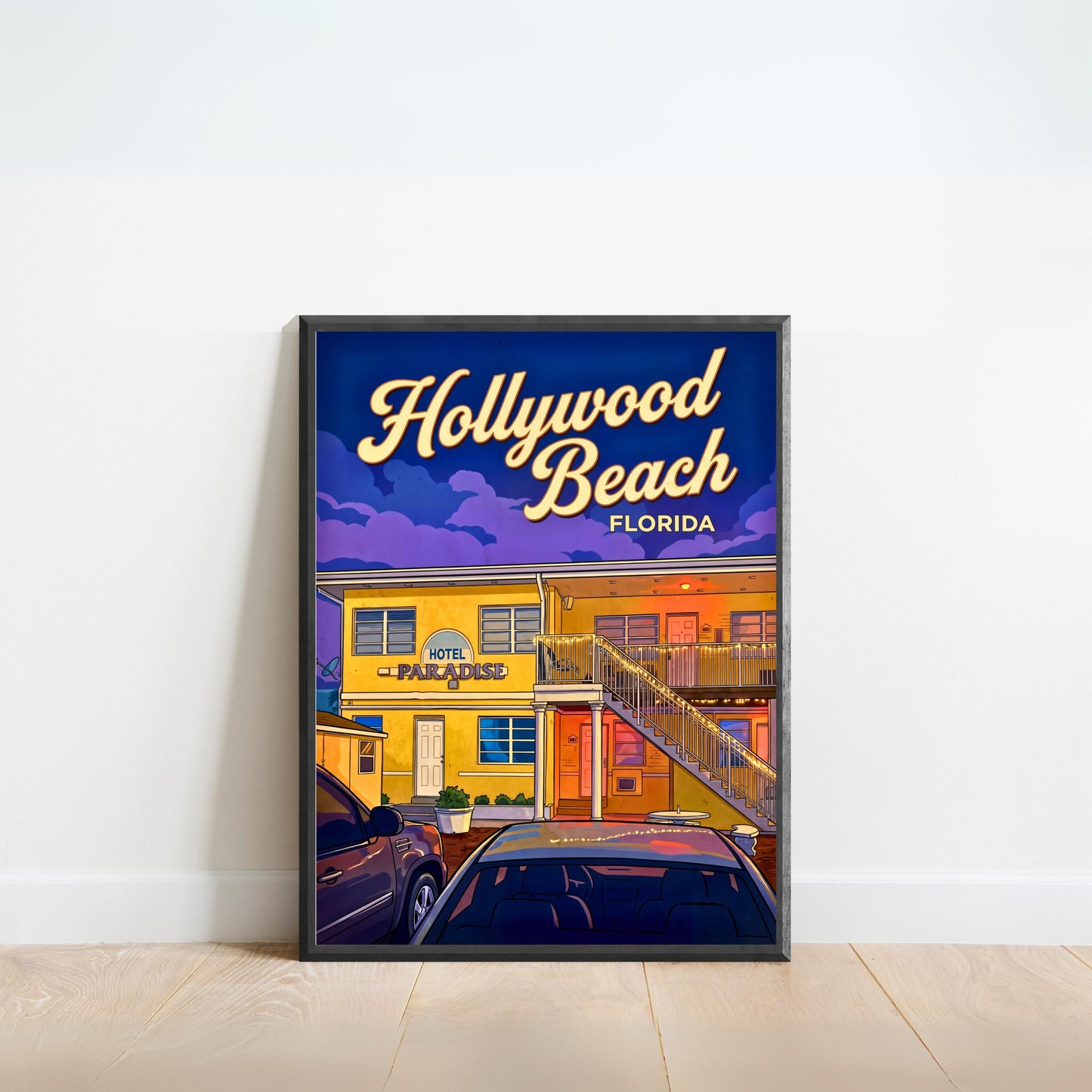 Hollywood Beach Vintage Travel Poster - Beachside Retreat