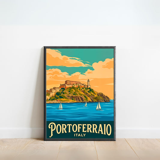 Portoferraio Vintage Travel Poster - Historic Harbor