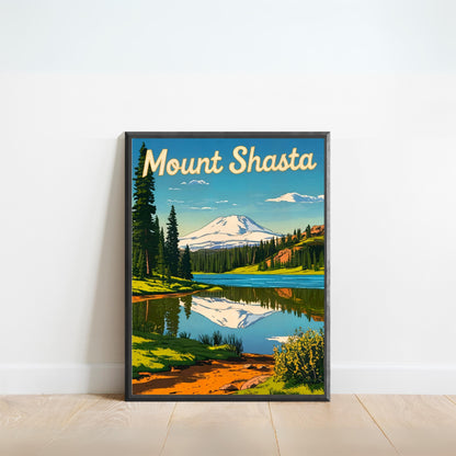 Mount Shasta Vintage Travel Poster - Mountain Getaway