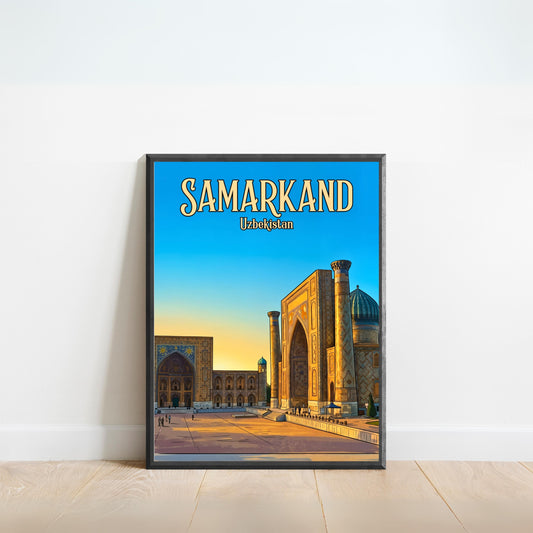 Samarkand Vintage Travel Poster - Registan Square