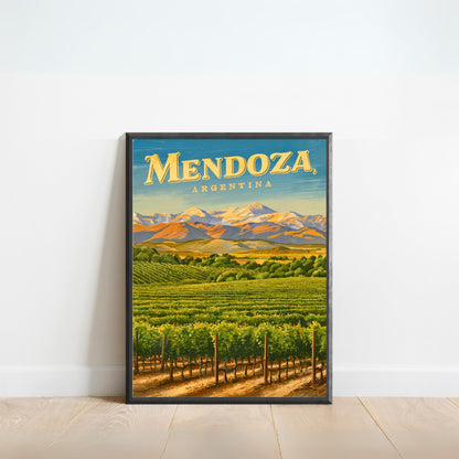 Mendoza Vintage Travel Poster - Captivating View of Argentina Vineyard Landmark