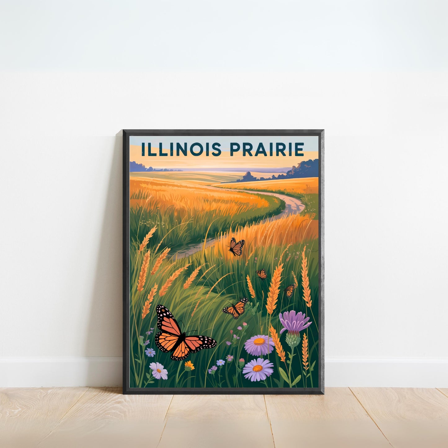 Illinois Vintage Travel Poster -  Roam Free in Prairie Country