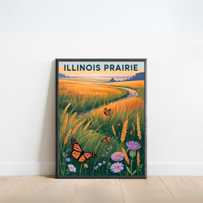 Illinois Vintage Travel Poster -  Roam Free in Prairie Country