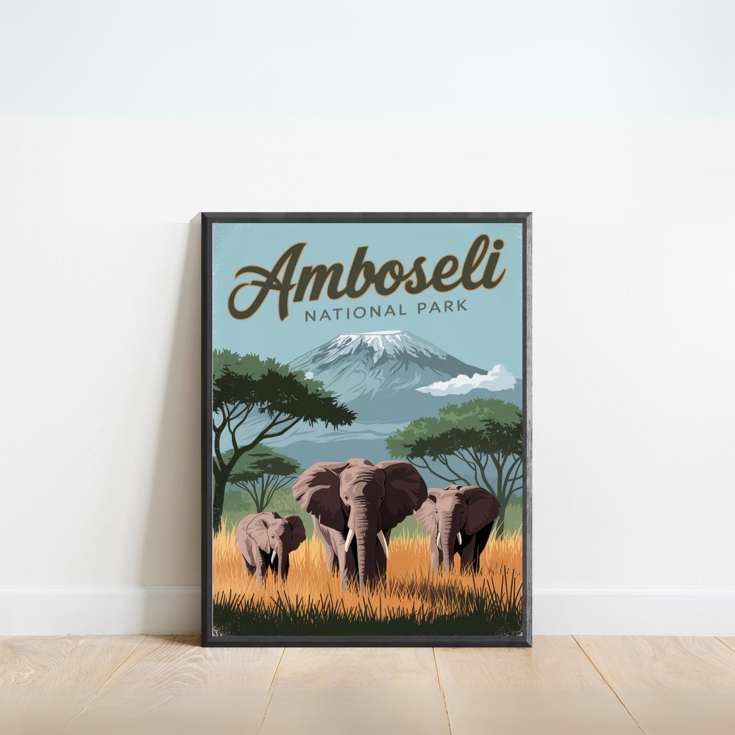 Amboseli National Park Vintage Travel Poster