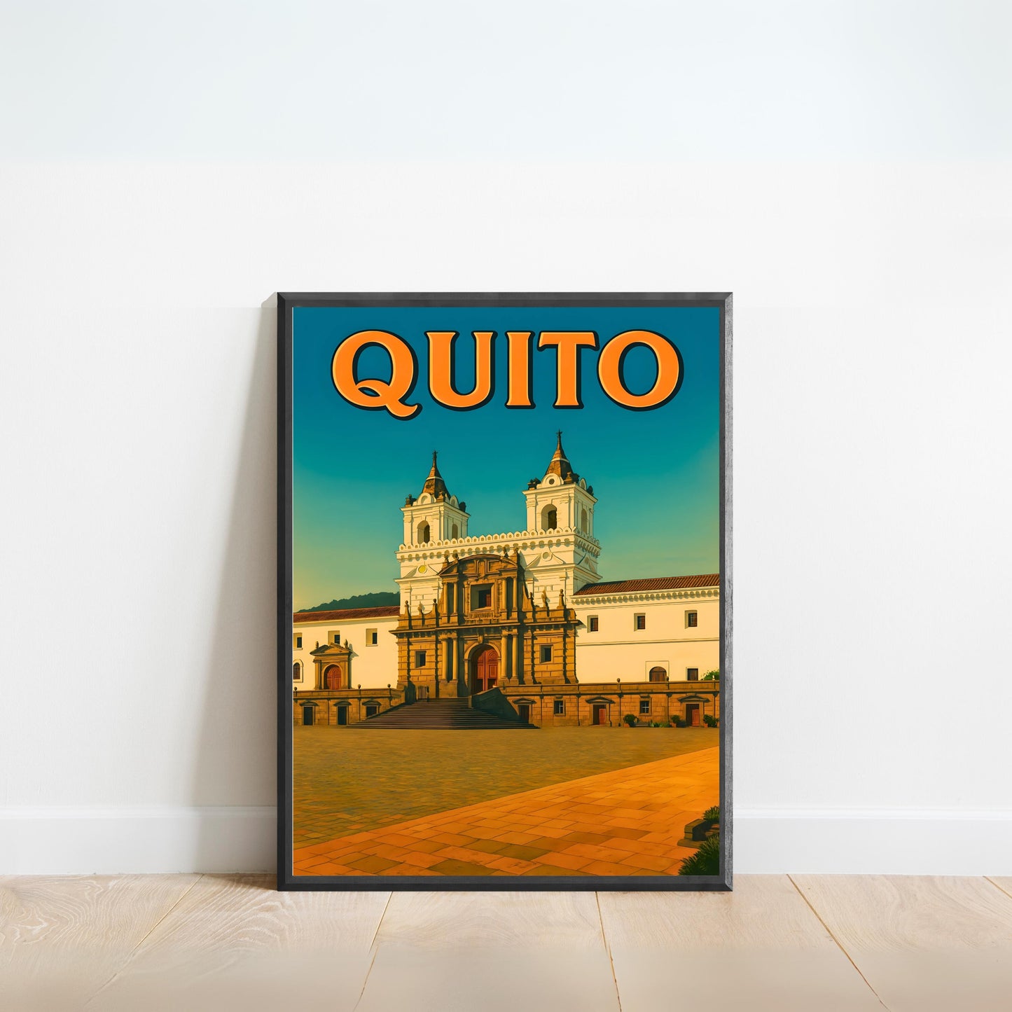 Quito Vintage Travel Poster - Quito’s Golden Hour at San Francisco