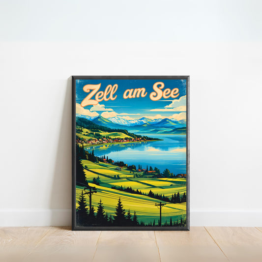 Zell am See Vintage Travel Poster - Austrian Timeless Alpine Beauty