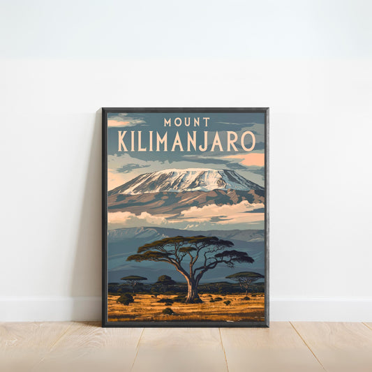 Mount Kilimanjaro Vintage Travel Poster