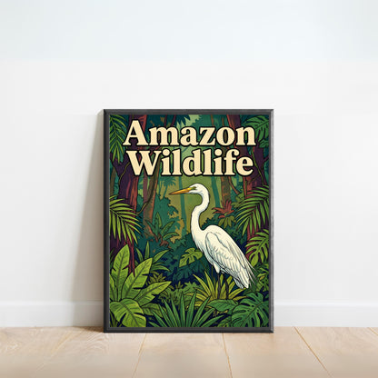 Amazon Exotic Wildlife Vintage Travel Poster