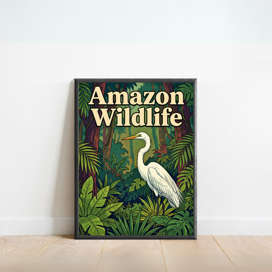 Amazon Exotic Wildlife Vintage Travel Poster