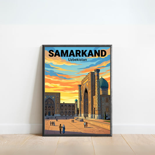 Samarkand Vintage Travel Poster - The Blue Domes