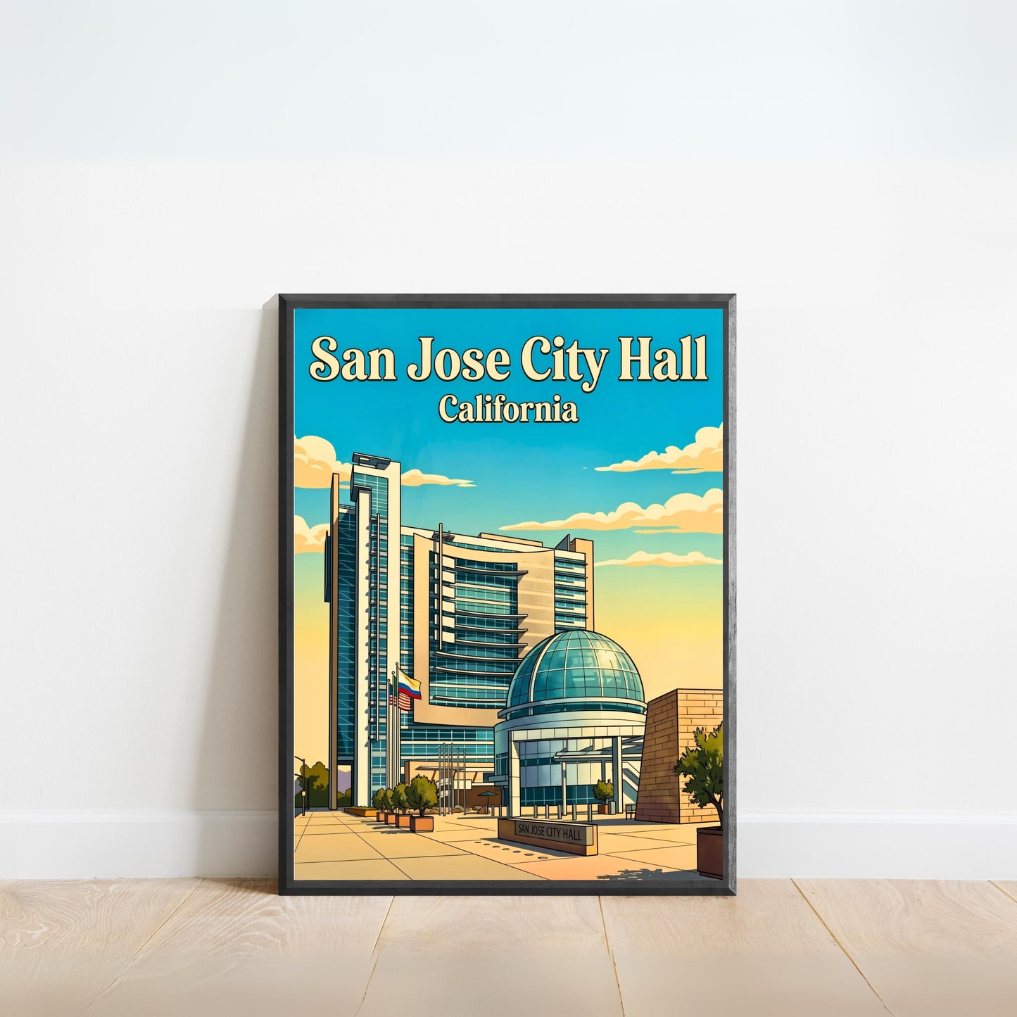 San Jose City Hall Vintage Travel Poster -  Dome