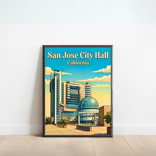 San Jose City Hall Vintage Travel Poster -  Dome