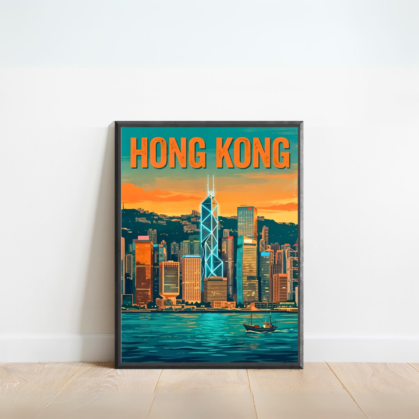 Hong Kong Vintage Travel Poster - Captivating Bank Of China Tower