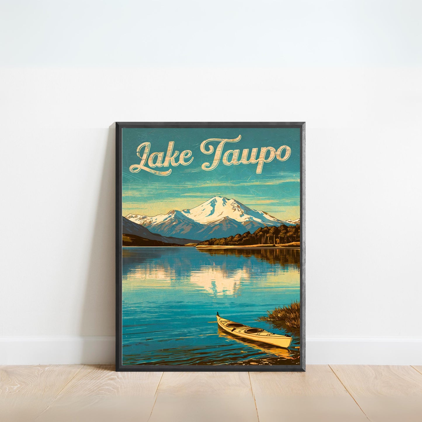 Lake Taupo Vintage Travel Poster - New Zealand Tranquil Lake